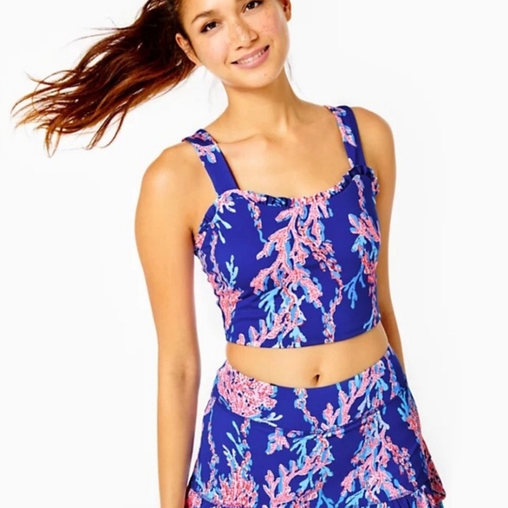 NWT Lilly Pulitzer UPF 50+ Luxletic Zahara Ruffle Sports Bra XXS